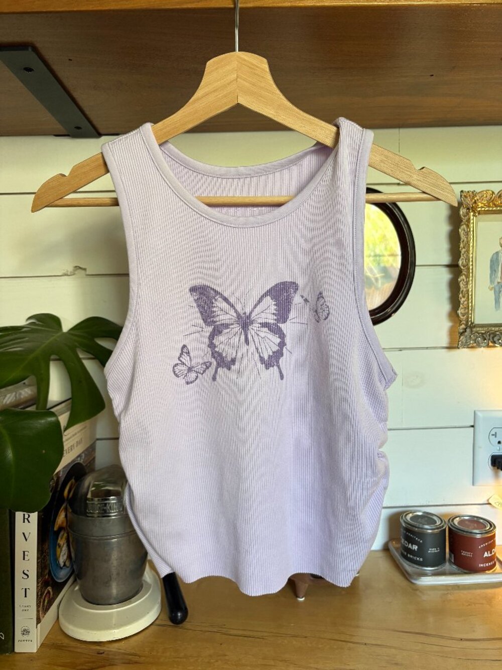 Aerie Butterfly Ribbed Tank – Lavender – Size M (NWT)
